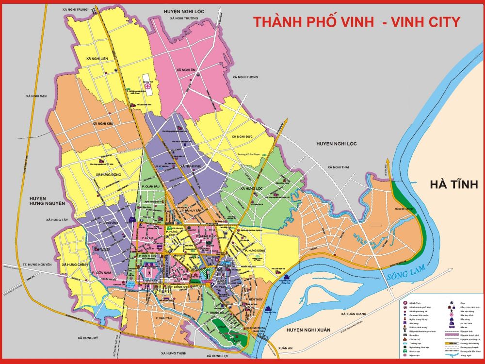 Bản đồ TP Vinh Nghệ An, Click vào hình để xem kích thước lớn